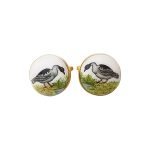 Hand Painted Exotic Birds Cufflinks in 925 Silver and Enamel