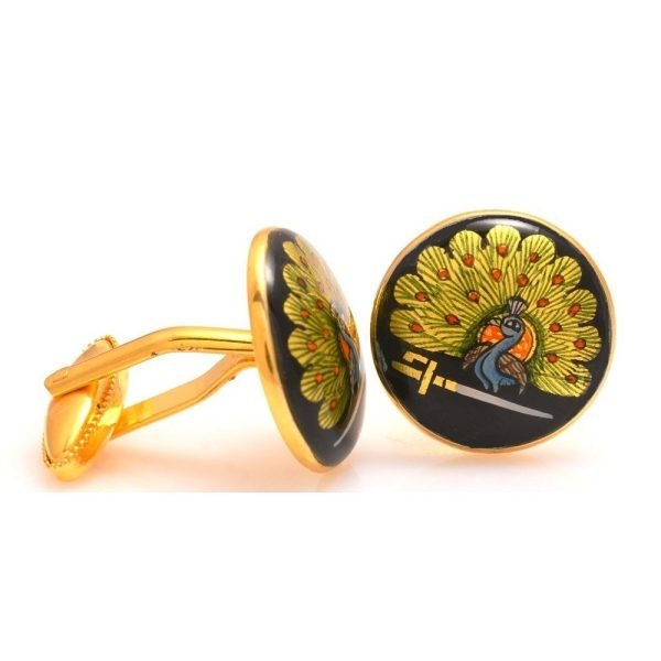 Mayo College Hand Painted Mayoor Cufflinks