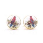 Hand Painted Exotic Birds 92.5 Sterling Silver and Enamel Cufflinks
