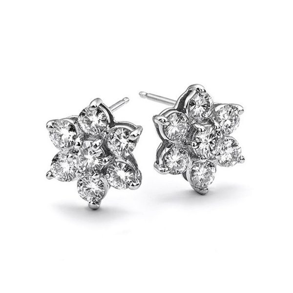 0.80 ctw. Moissanite Diamond Flower Studs