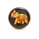 Hand Painted Elephant on Bandgala Buttons in .925 Silver and Enamel
