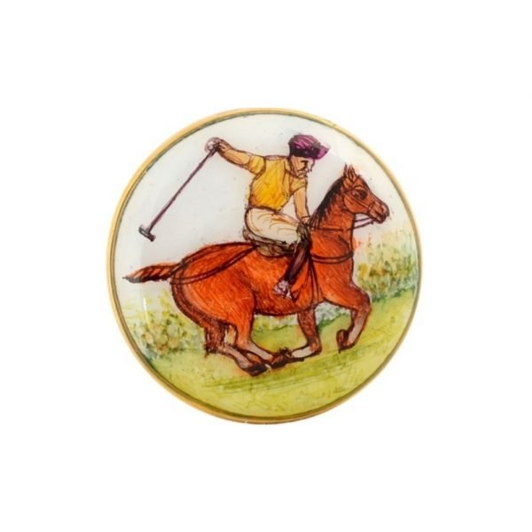 Hand Painted Horse Polo on Buttons in .925 Silver