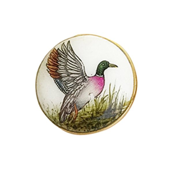 Hand Painted Birds on Buttons in .925 Silver