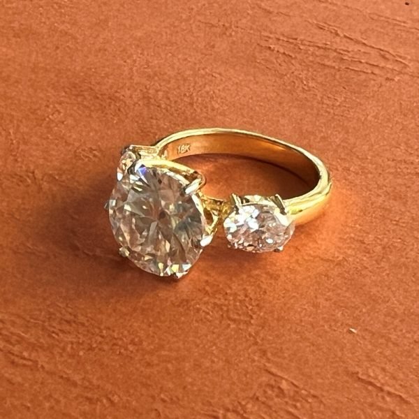 6.50 ctw. Lab Grown Diamond Three Stone Ring - Round and Ovals