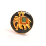 BandhGala Buttons with Hand Painted Royal Elephant in .925 Silver