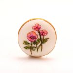 BandhGala Buttons with Hand Painted Flower in White Enamel and .925 Silver
