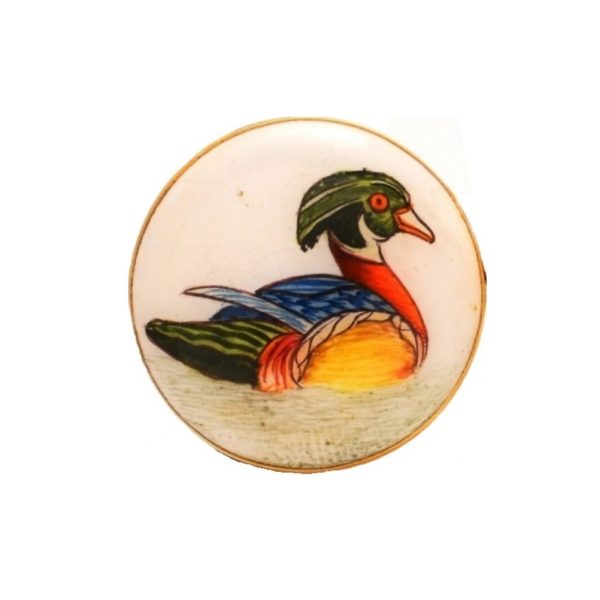 BandhGala Buttons with Hand Painted Swimming Duck in .925 Silver