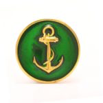 BandhGala .925 Silver Anchor Buttons in Green Enamel