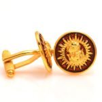 .925 Silver Sun Cufflinks in Maroon Enamel