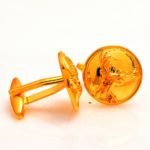 .925 Silver BaraSingha Cufflinks in Golden Plating