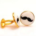 Cufflinks with Hand Painted Royal Mustache in .925 Silver