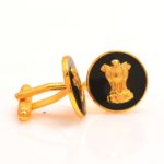 Ashok Stambha Cufflinks in .925 Silver and Black Enamel