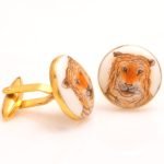 Cufflinks with Hand Painted Tiger in .925 Silver