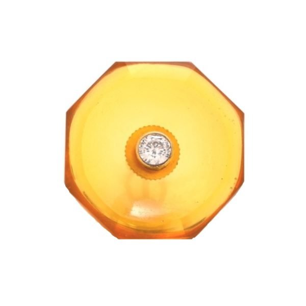 Octagonal Yellow BandhGala Buttons with Gems in .925 Silver