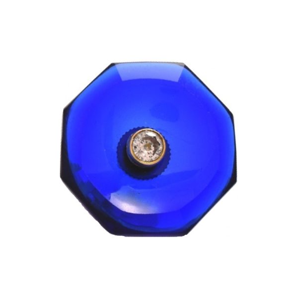 Octagonal Blue BandhGala Buttons with Gems in .925 Silver