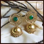 Jhumkas in .925 Sterling Silver with Onyx and Gold plating. 55mm length