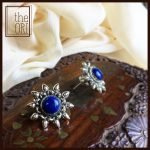 Surya Studs (small) with Lapis Lazuli in .925 Sterling Silver. Size 25mm