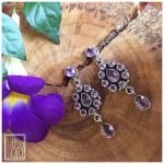 Amethyst Stone Studded Earrings in .925 Sterling Silver. Size 42mm