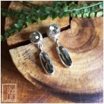 Geometric Topaz Drop Earrings in .925 Sterling Silver Matt finish. 40mm Length