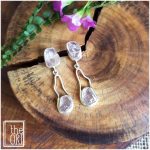 Raw Uncut Rose Quartz Earrings in .925 Sterling Silver Matt finish. 48mm Length