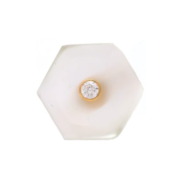 Hexagonal Off-White BandhGala Buttons with Gems in .925 Silver