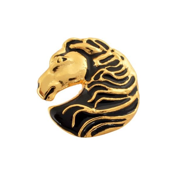 3D Horse Gold Plated Buttons in 92.5 Sterling Silver and Black Enamel