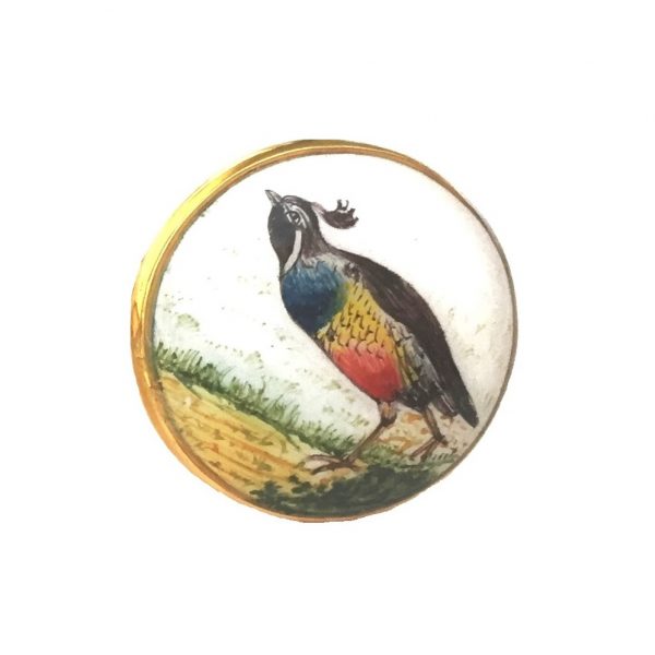 Hand Painted Birds on Buttons in .925 Silver