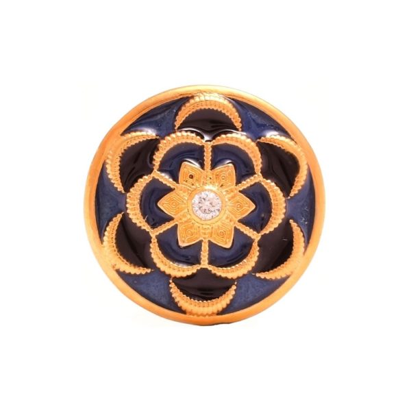 .925 Silver Encrusted Motif on Sherwani Buttons in Blue Black Enamel