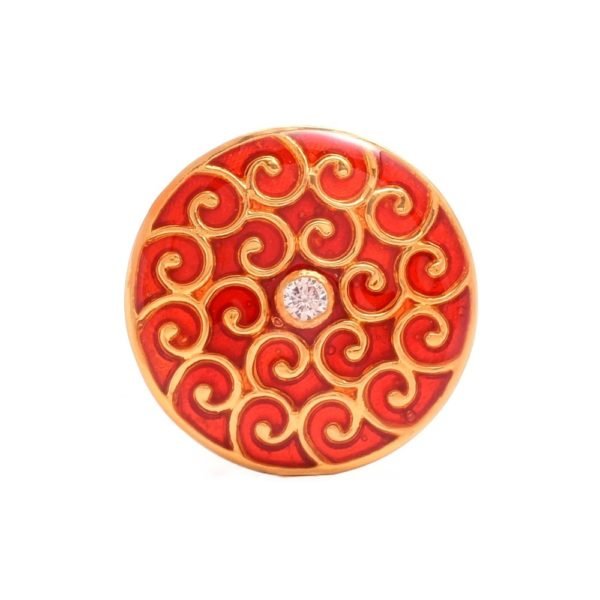 .925 Silver Encrusted Motif on Sherwani Buttons in Red Enamel