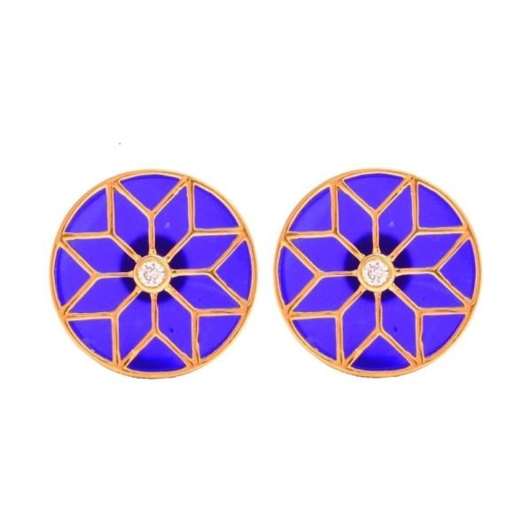 .925 Silver Motif On Blue Stone Cufflinks