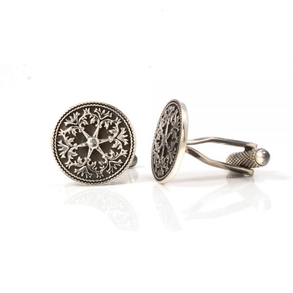 Oxidized Silver Encrusted Design Cufflinks