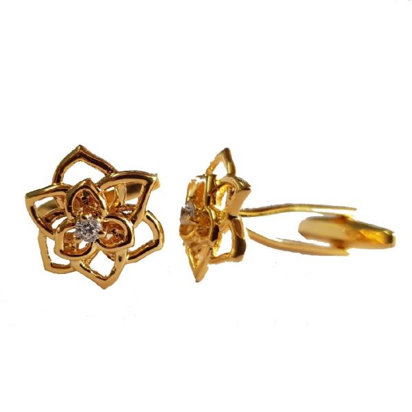 Gold Plated Petals Cufflinks Studded with Swarovskis