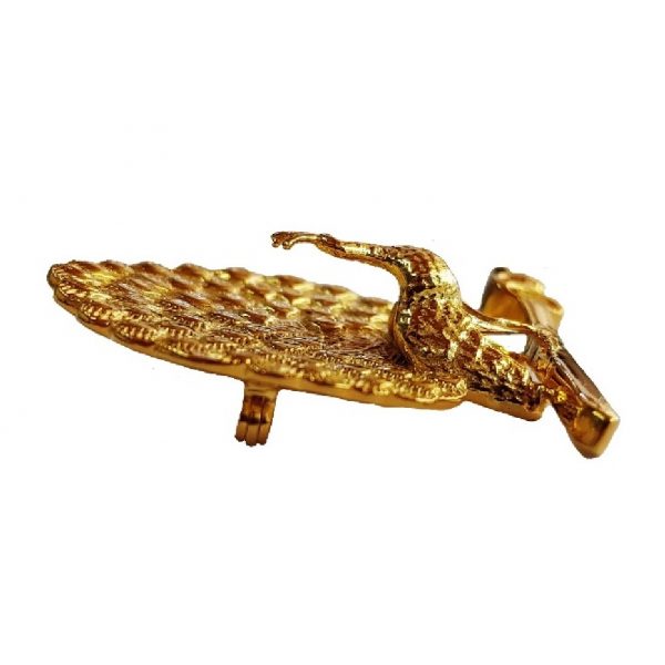 Mayo College Mayoor on Sword - 3D - Gold Plated Silver Brooch