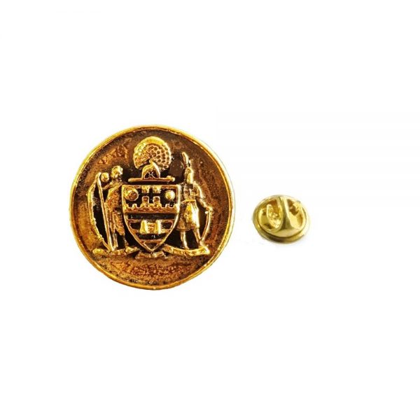Mayo College Lapel Pin - Coat of Arms - Silver - Antique Gold Finish