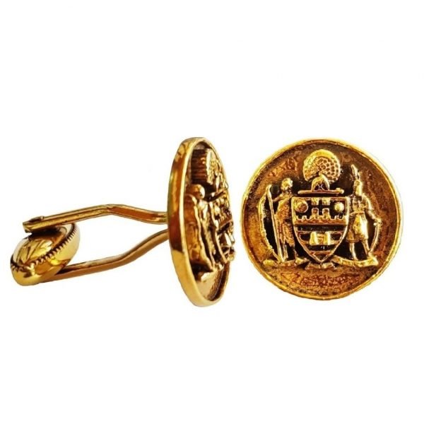 Mayo College Coat of Arms Cufflinks in Brass with Antique Gold Finish