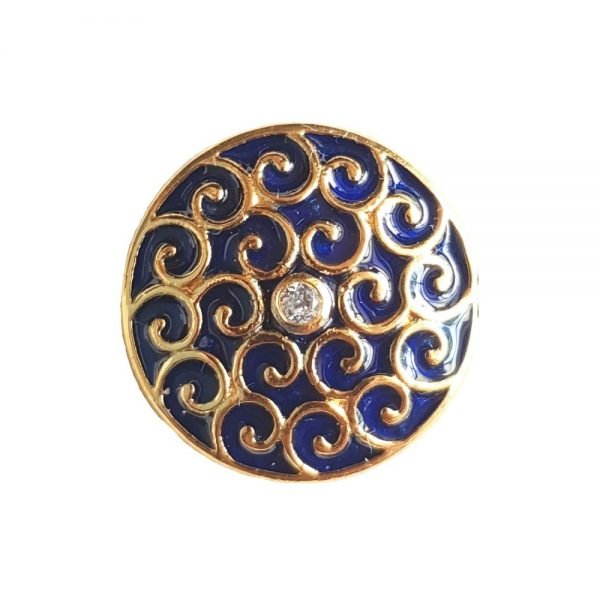 .925 Silver Encrusted Motif on Sherwani Buttons in Blue Enamel