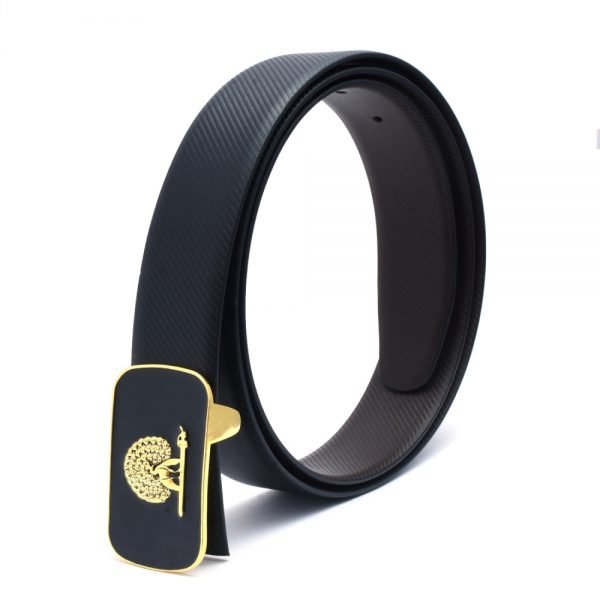 Mayo College Belt - Mayoor - Black Enamel - Gold Plated