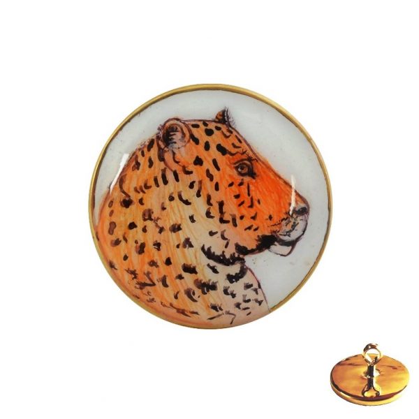 Hand Painted Lion Bandhgala Buttons in .925 Silver
