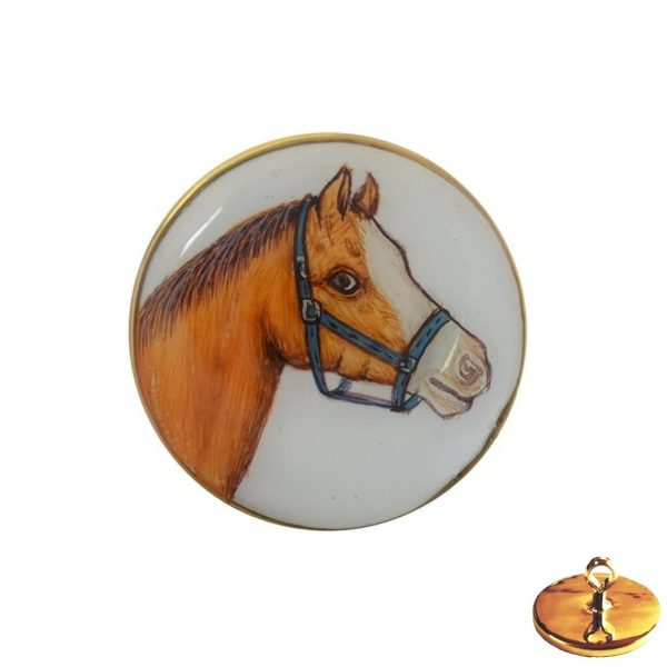 Hand Painted Horse on Bandhgala Buttons in .925 Silver