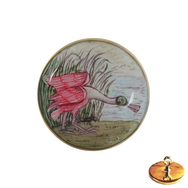 Hand Painted Bird on Sherwani Buttons in .925 Silver