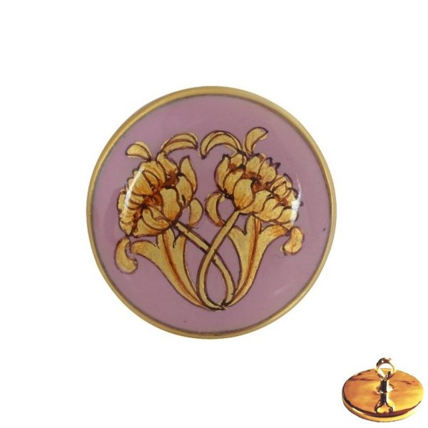 Hand Painted Flower on Sherwani Buttons in .925 Silver and Pink Enamel
