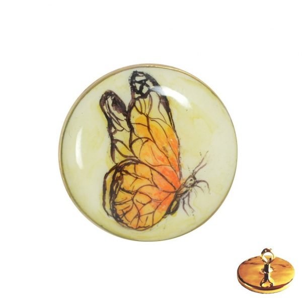 Hand Painted Butterfly on Sherwani Buttons in .925 Silver