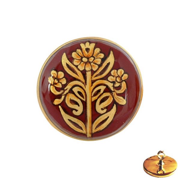 Hand Painted Flower Motif on Sherwani Buttons in .925 Silver
