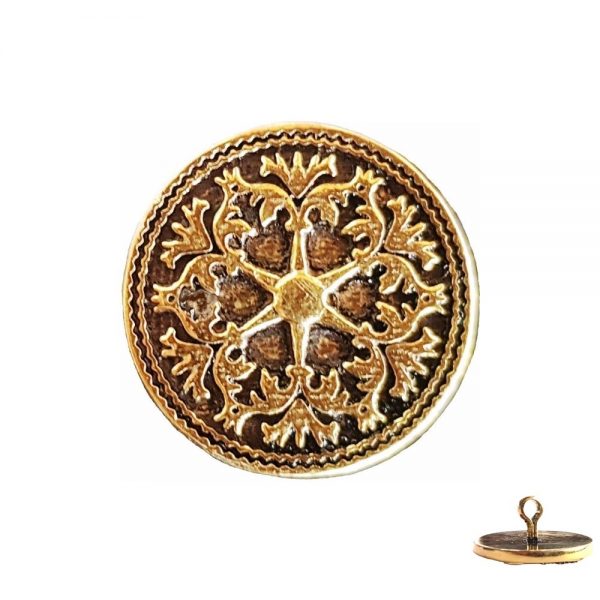 BandhGala Buttons with Antique Design in Silver With Antique Gold Finish
