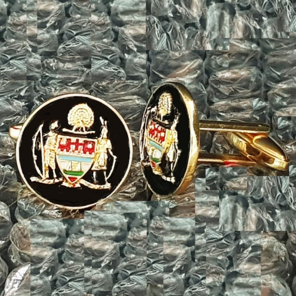 Mayo College Coat of Arms Cufflinks in Silver - Black Enamel