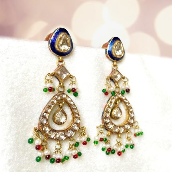 Royal Dangling Earrings - Diamond Polkis - 22k Gold