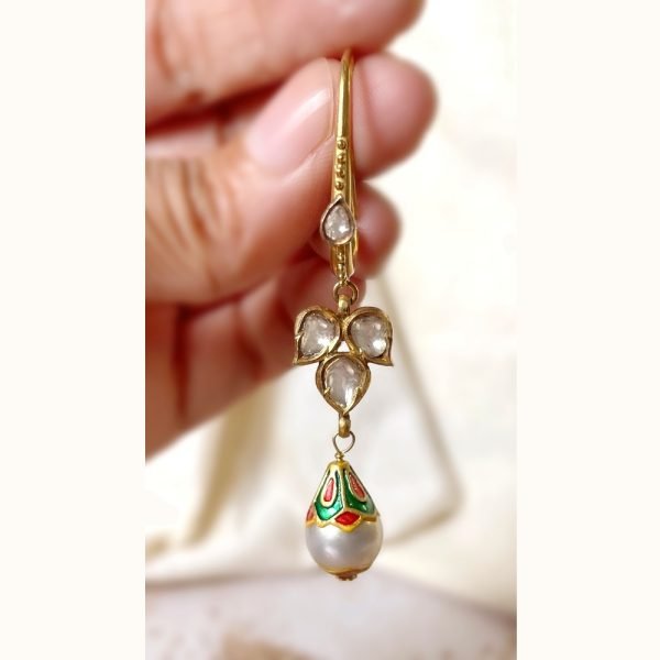 Royal Dainty Danglers - Diamond Polkis and Pearls - 22k Gold