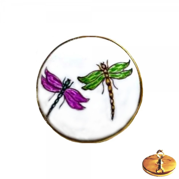 Hand Painted Dragonfly on Bandhgala Buttons in .925 Silver