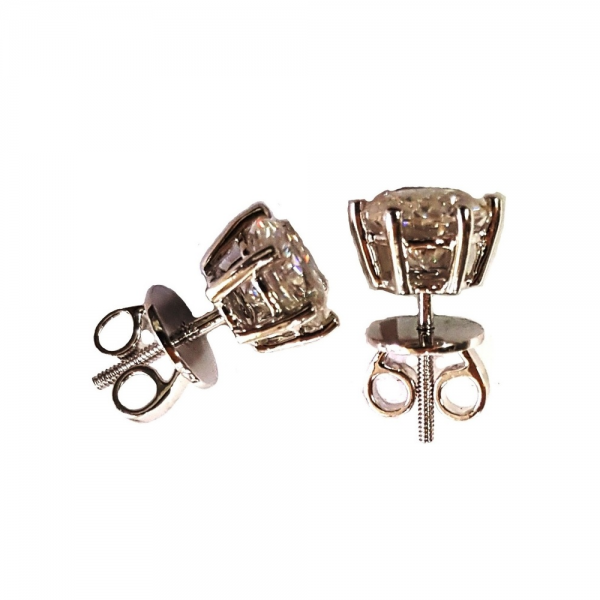 Moissanite Diamond Solitaire Basket Type Earrings in 14k White Gold