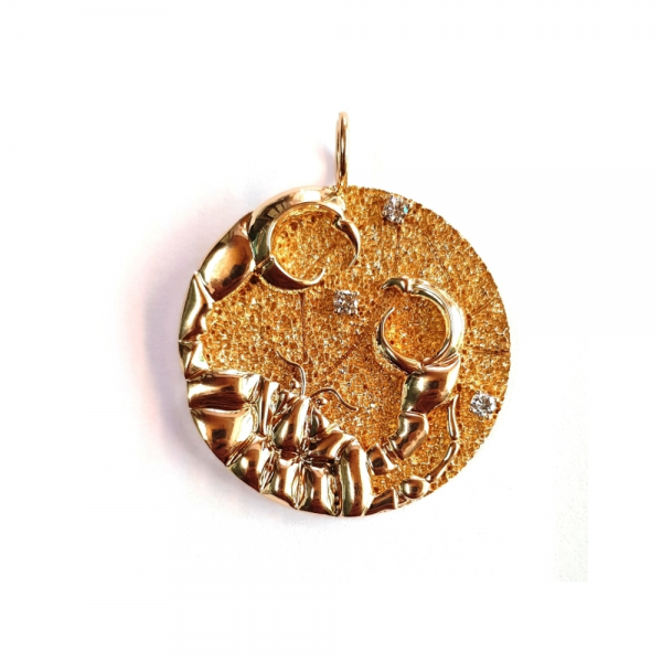 Celebrity Collection - Zodiac Cancer Sign Pendant - Natural Diamonds - 18k Gold